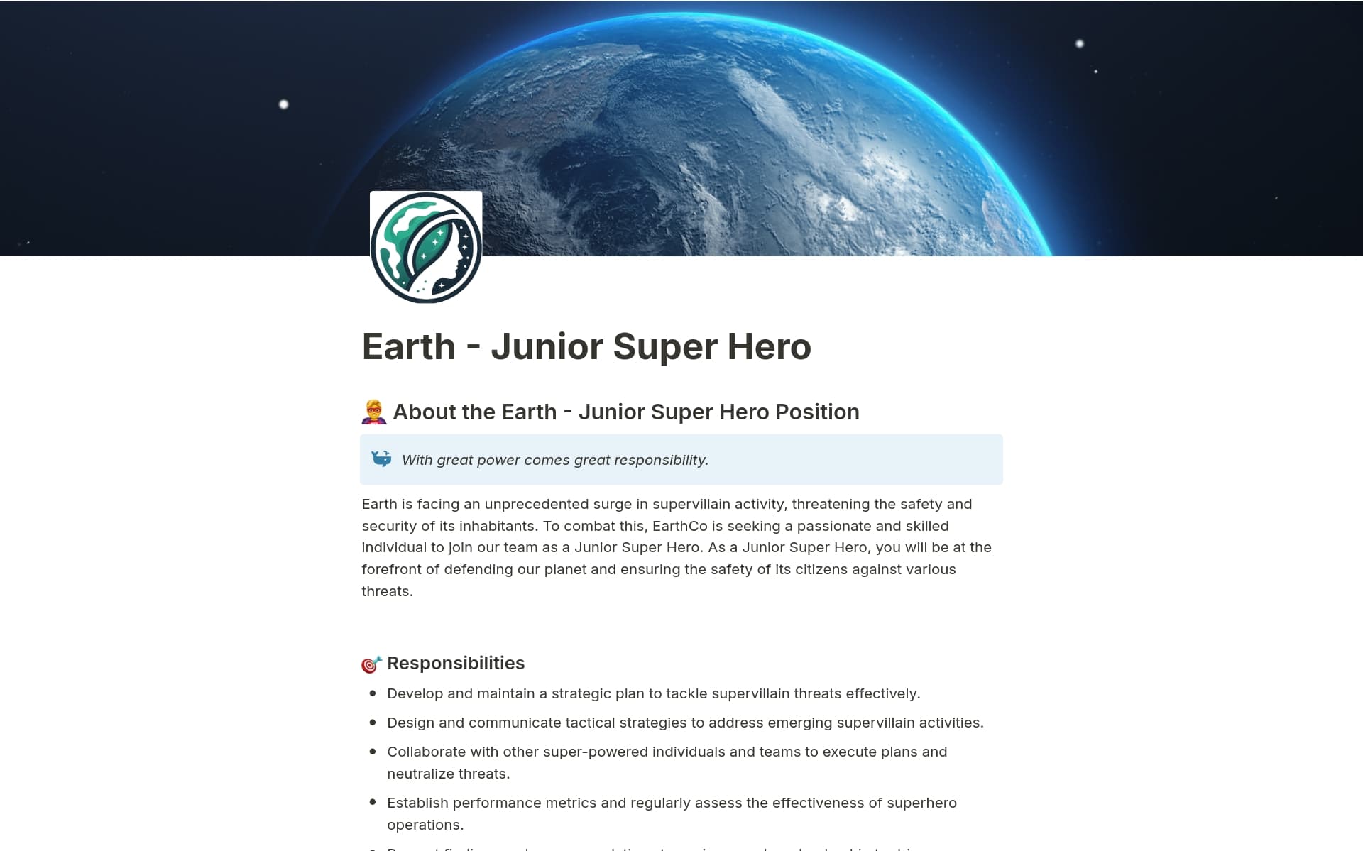 A template preview for Customizable Job Description Template