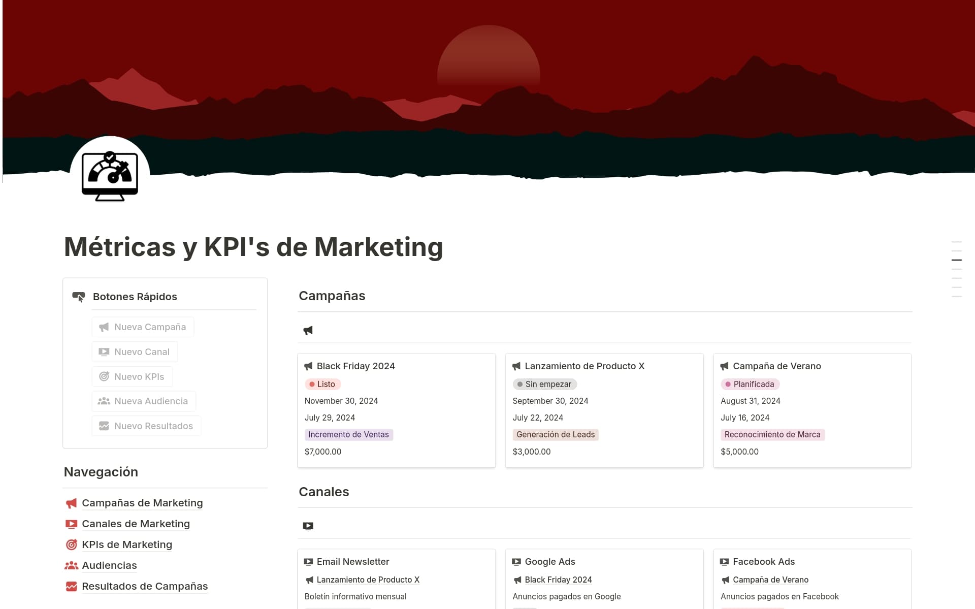 Monitorea y analiza las métricas y KPI's de tus campañas de marketing. Ideal para optimizar estrategias y mejorar resultados.