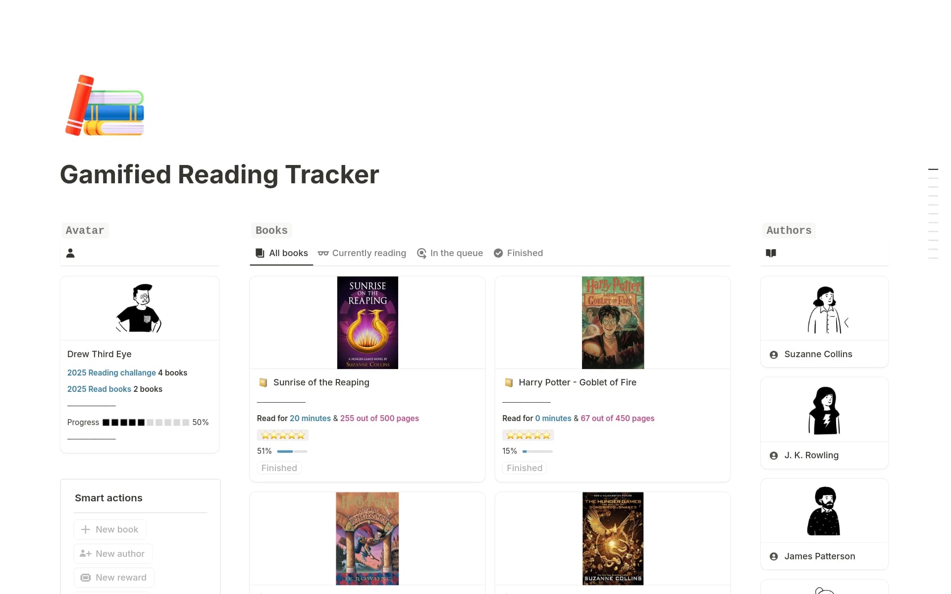 A template preview for Gamified Reading Tracker