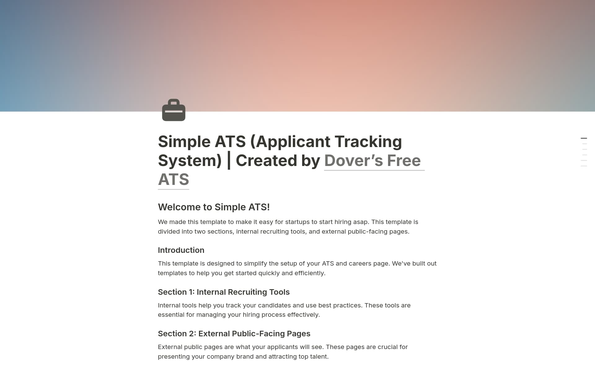 Applicant Tracking System For Startups (ATS) Template | Notion