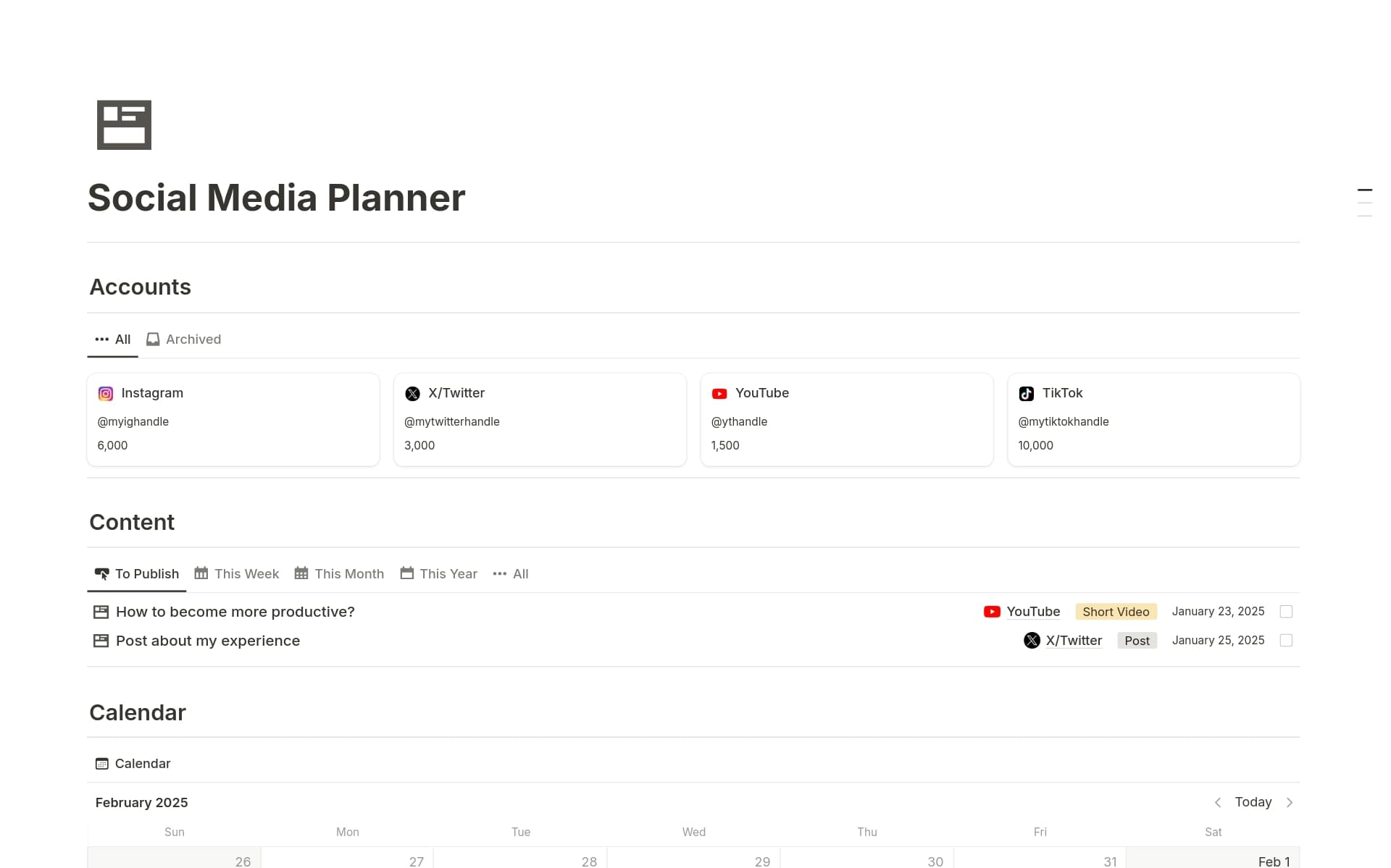 A template preview for Social Media Planner
