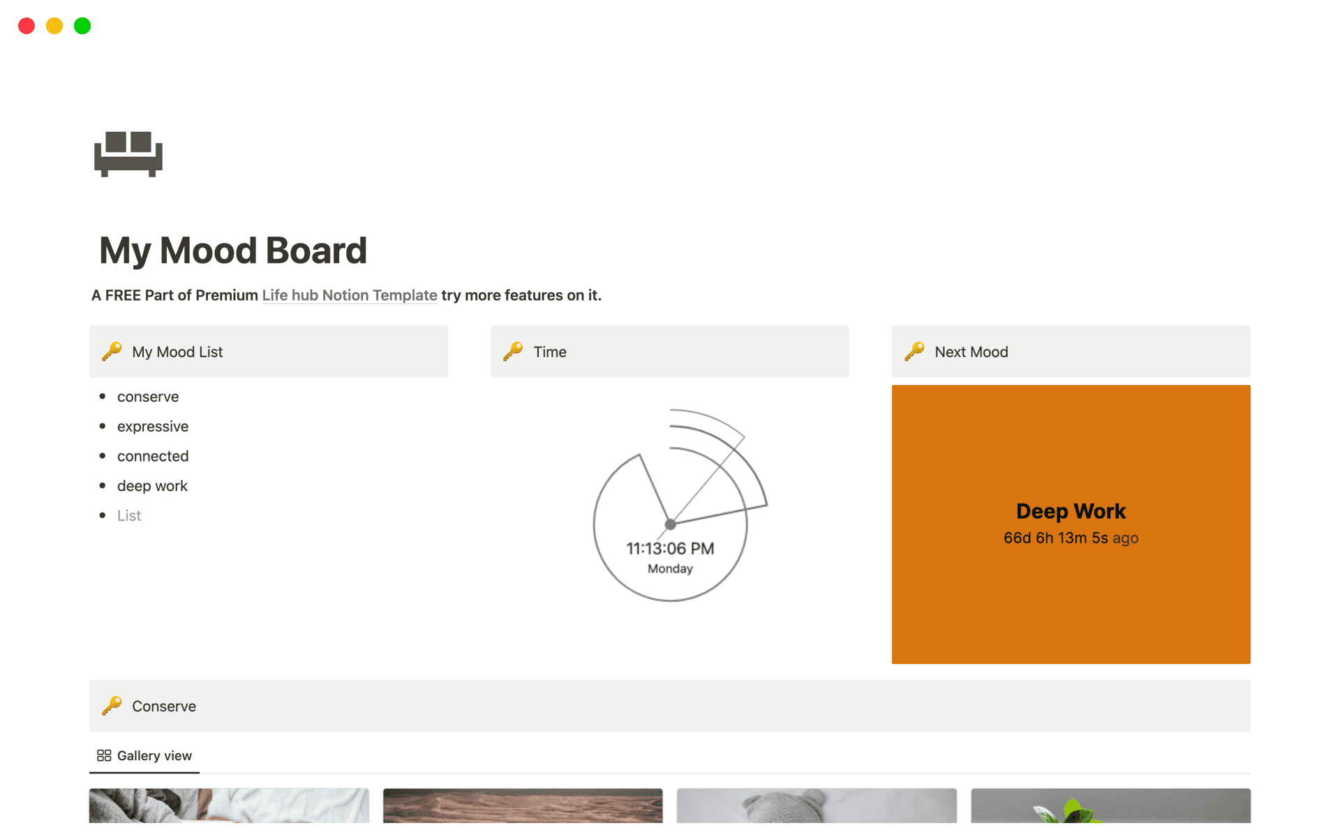 A template preview for My Mood Board