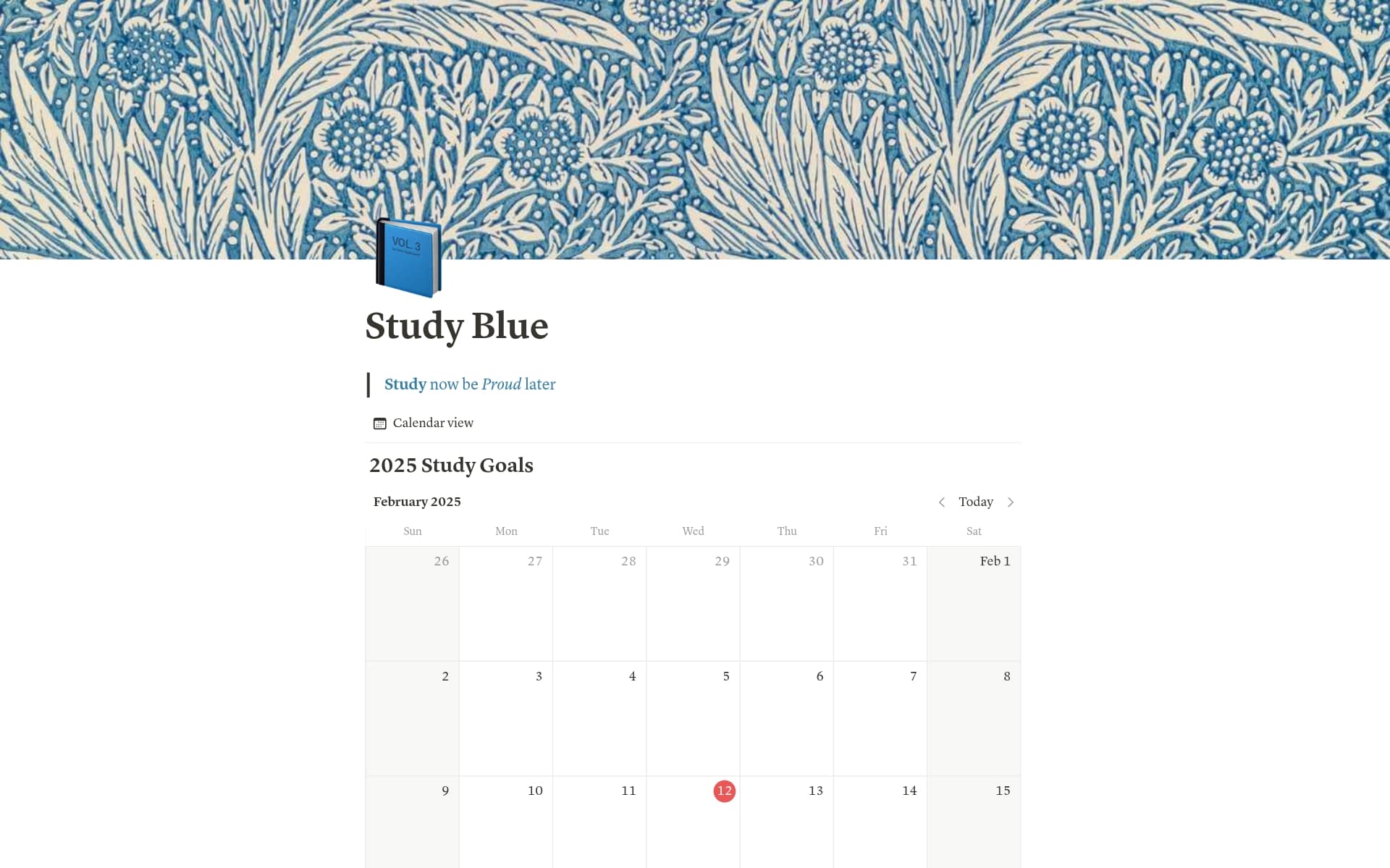 A template preview for Study planner (weekly) + Blue theme