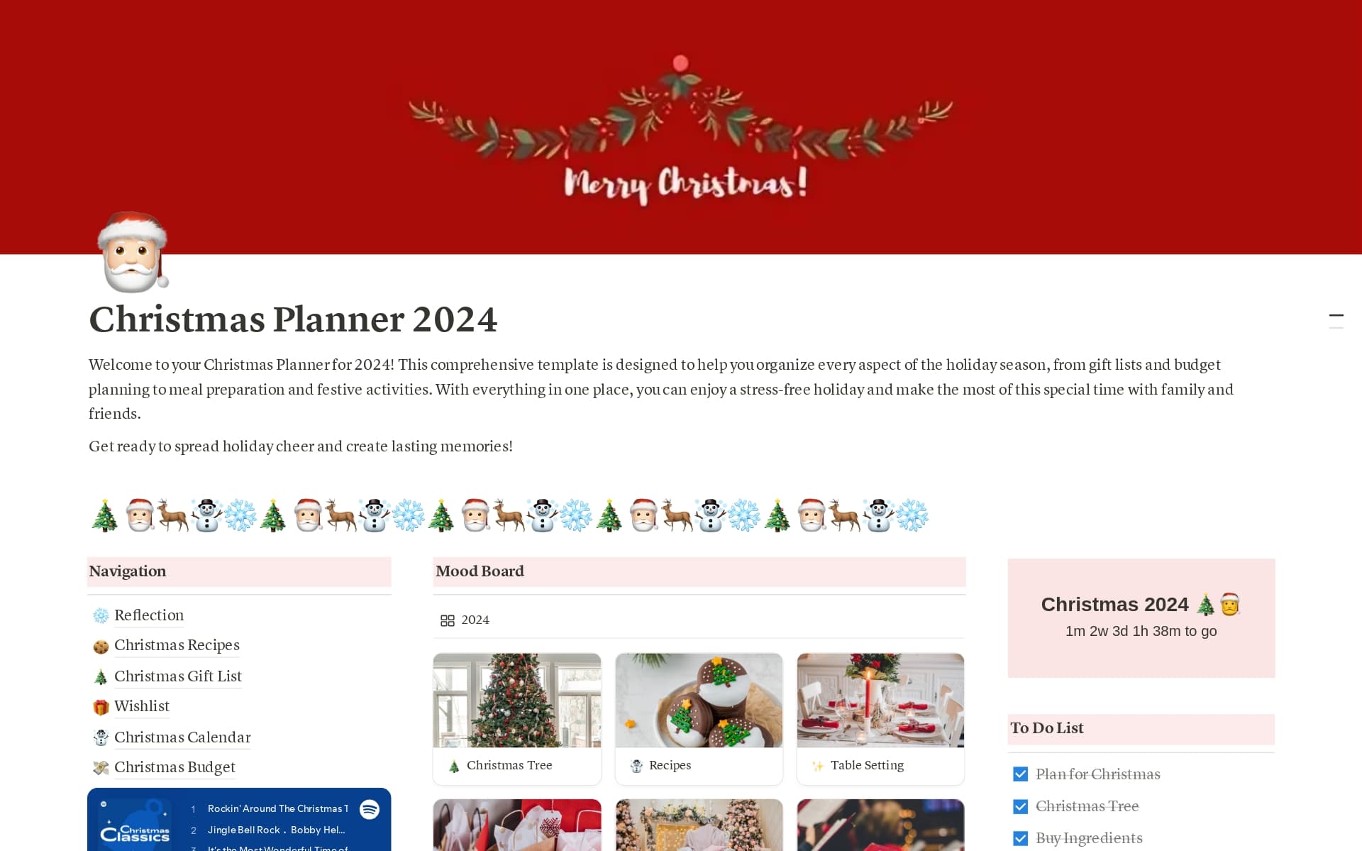 A template preview for Christmas Planner