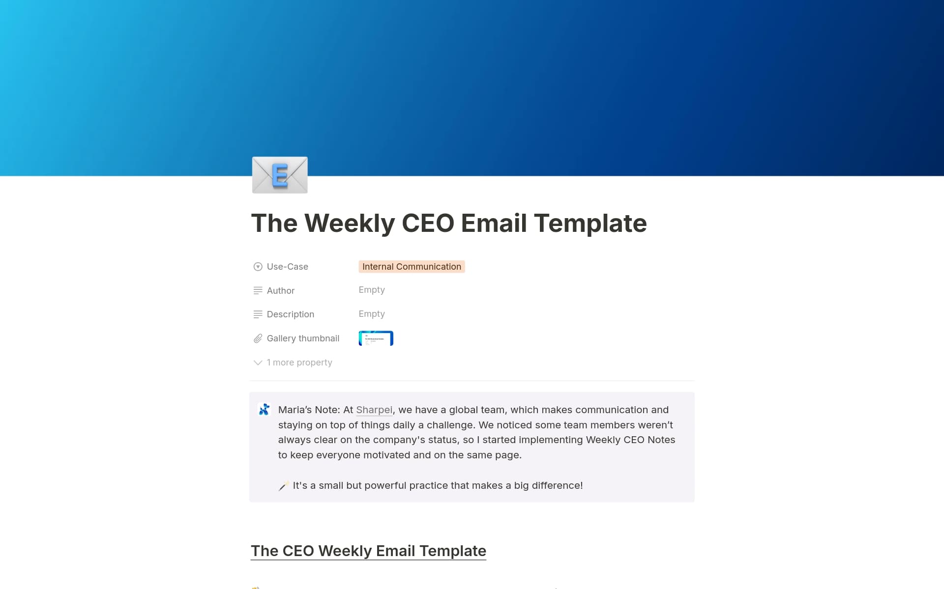 A template preview for The Weekly CEO Email