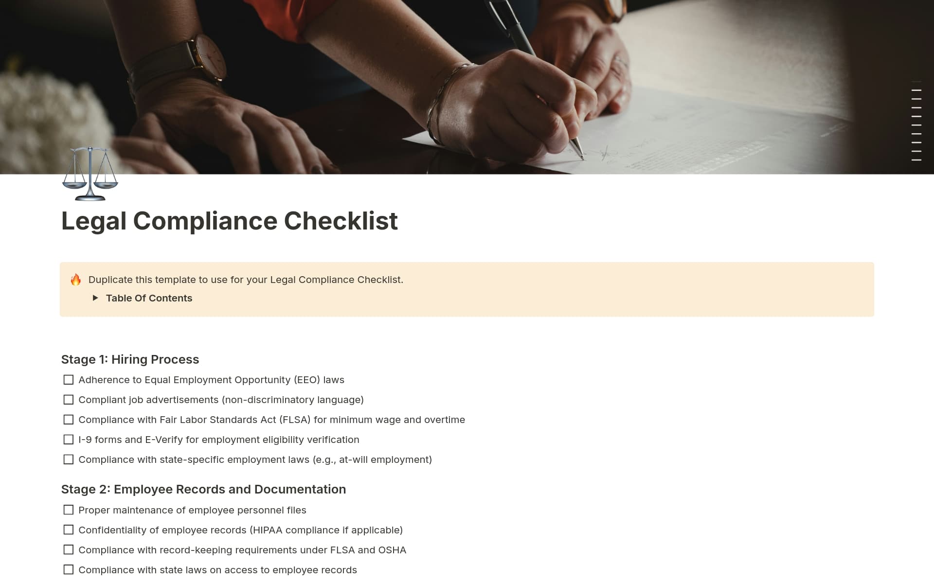 Legal Compliance Checklist Template | Notion Marketplace