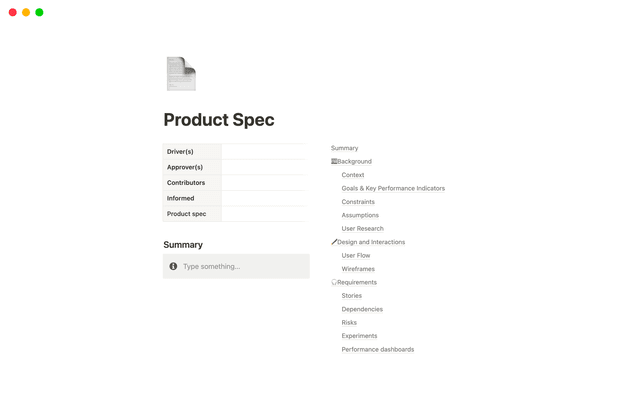 Especificación de producto