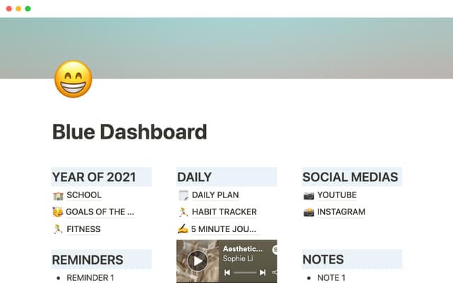 Blue dashboard