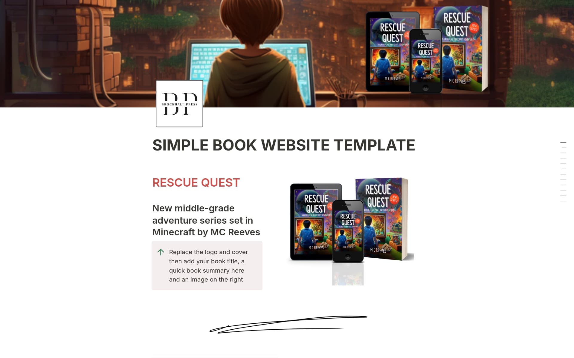 FOR AUTHORS: a simple one page website to showcase your book!