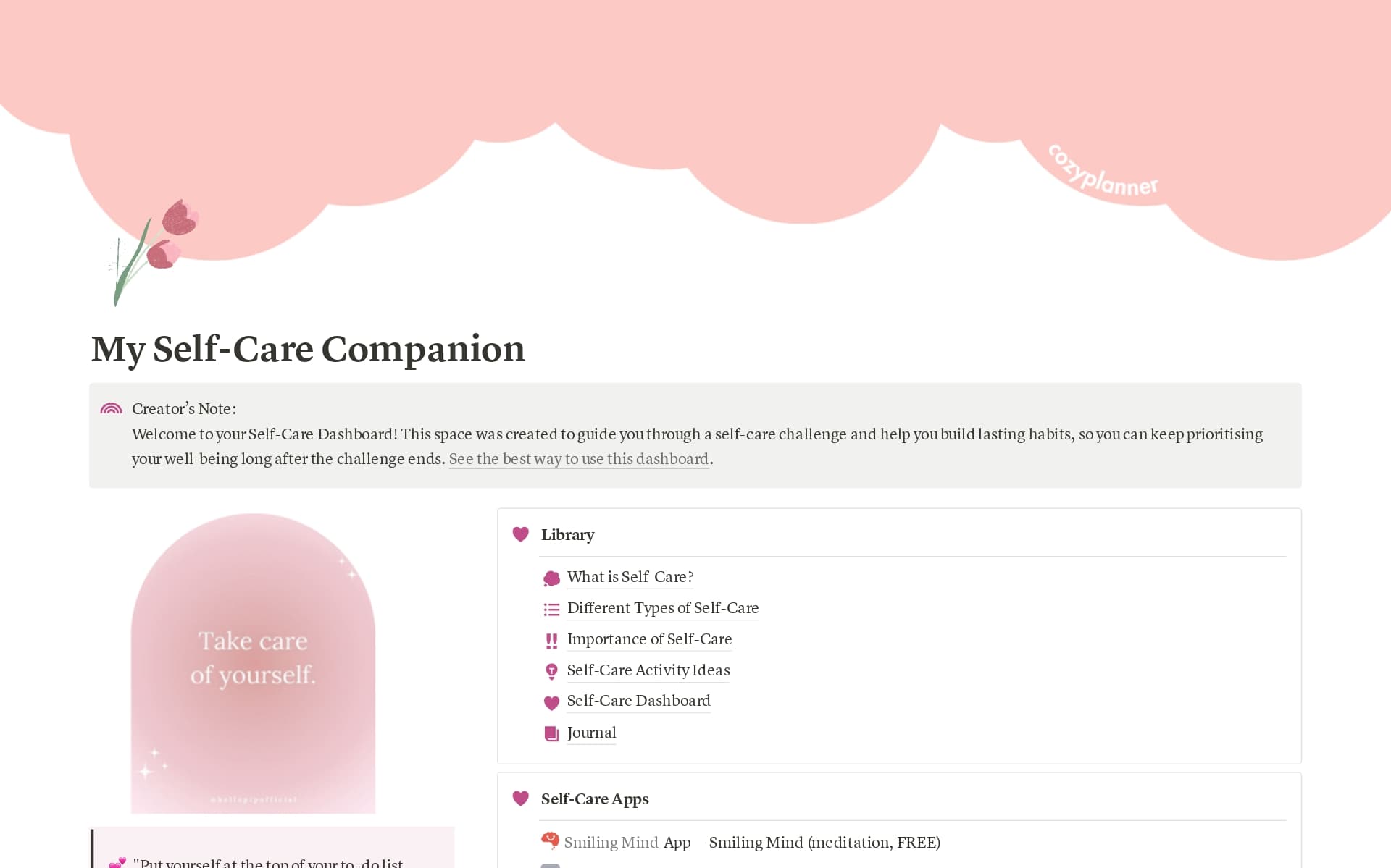 Self Care Companion Template | Notion Marketplace