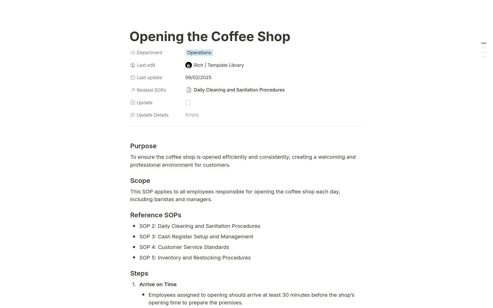 Coffee Shop SOPs Template by SOPs | Notion Marketplace