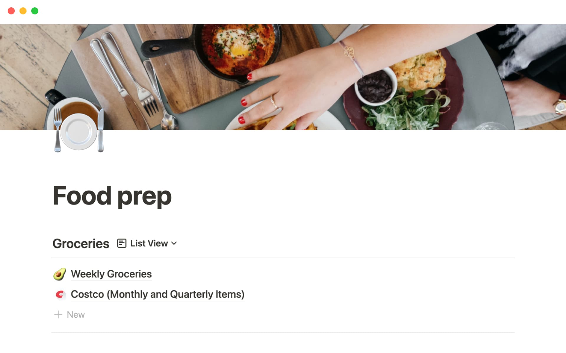 A database to store all of your frequently bought groceries.