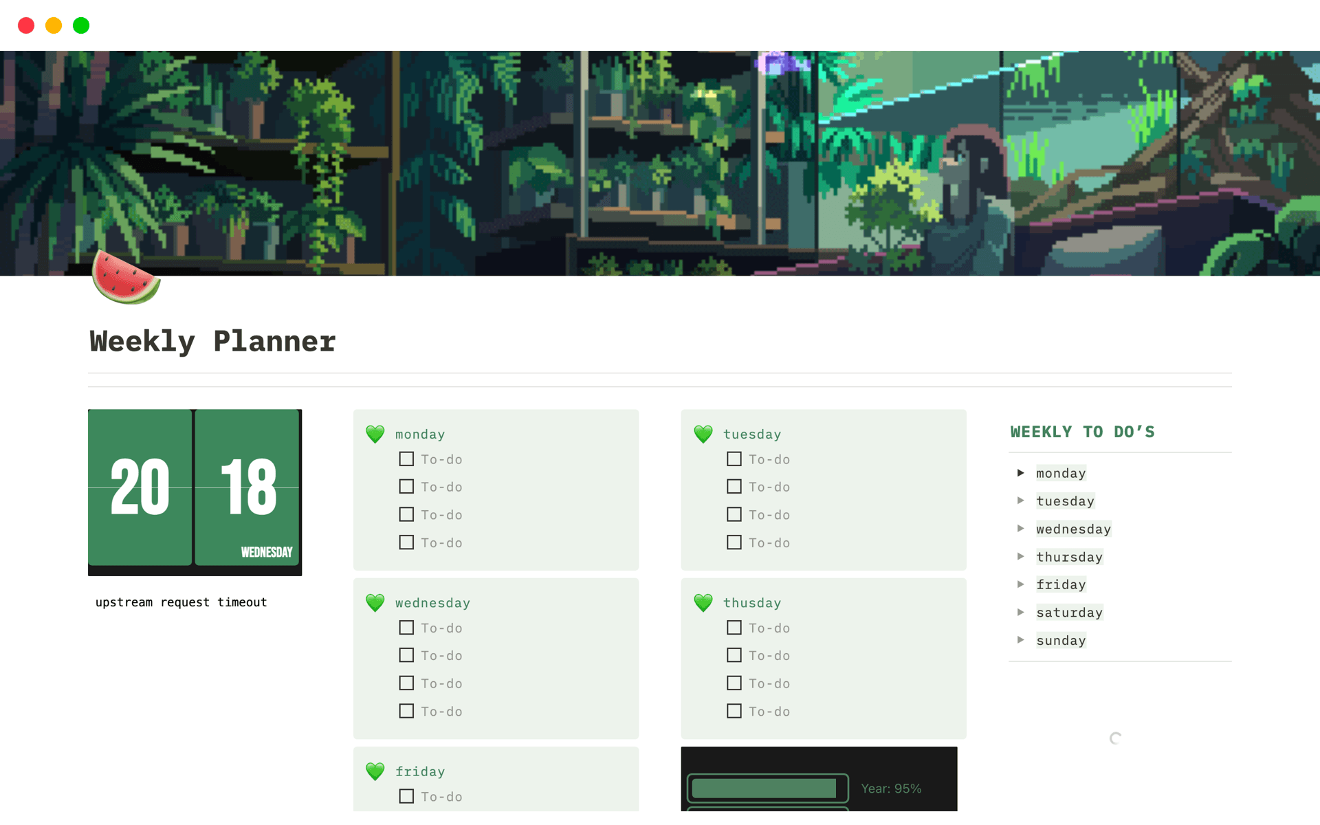 A template preview for Weekly Planner