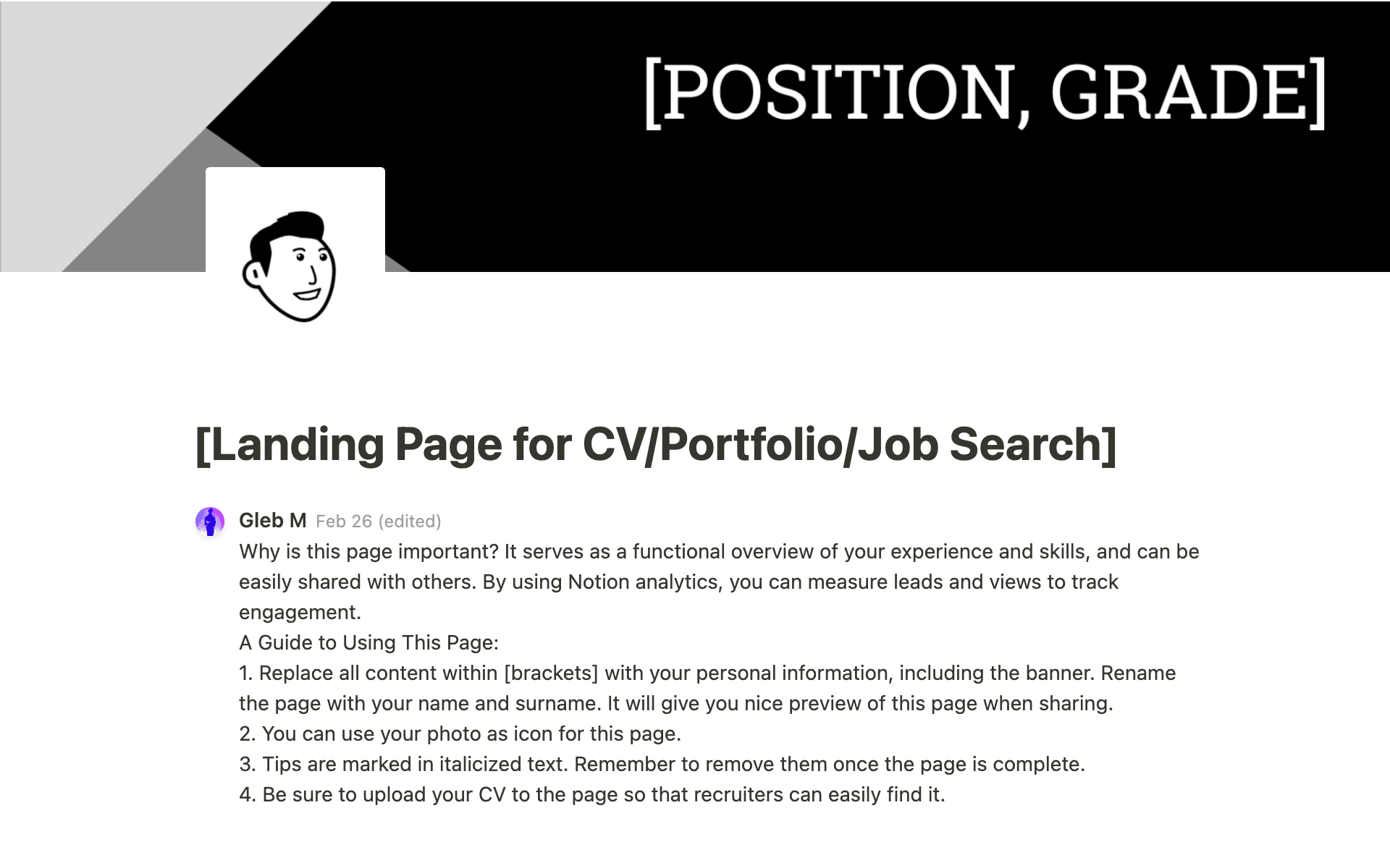 A template preview for Landing Page for CV/Portfolio/Job Search