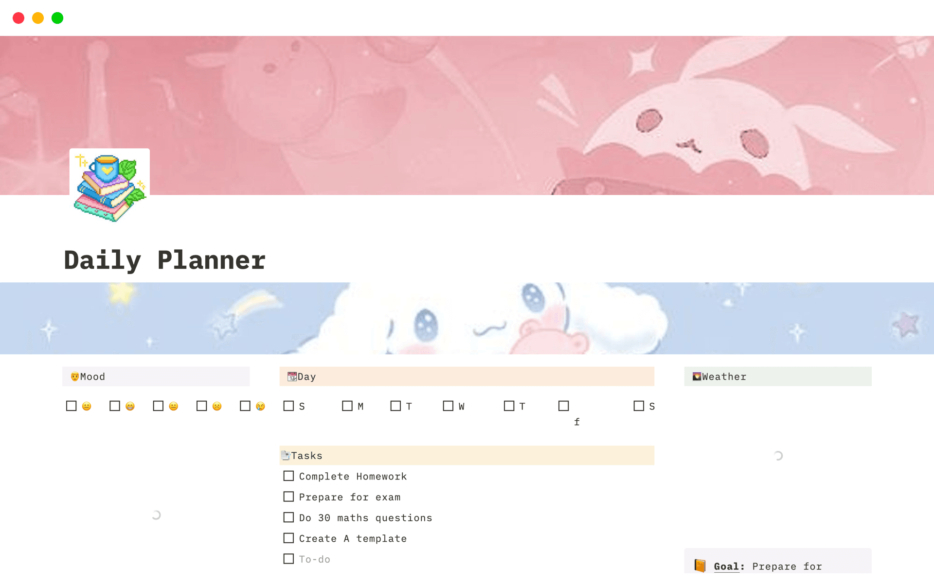 A template preview for Aesthetic Daily Planner