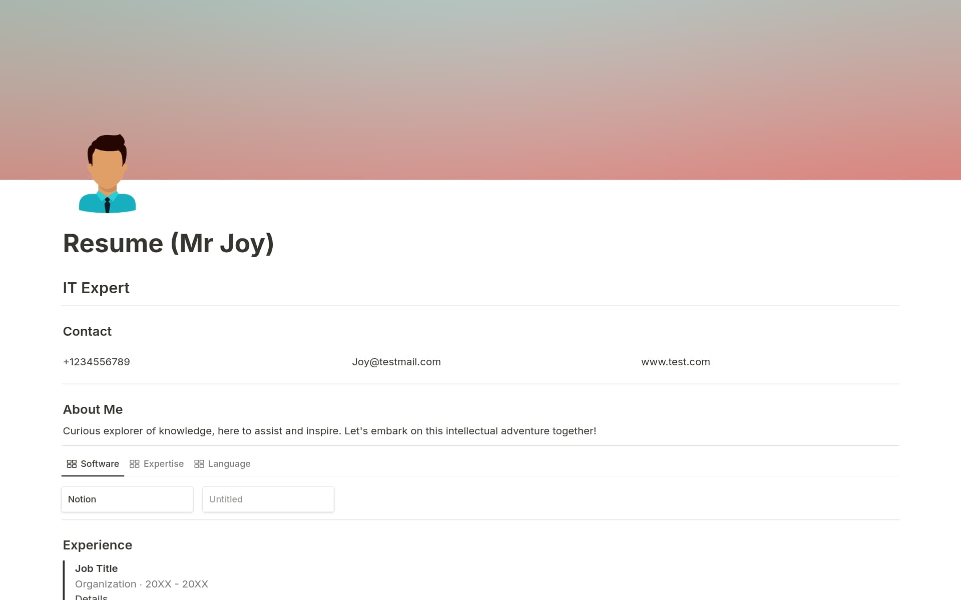 A template preview for Resume Building