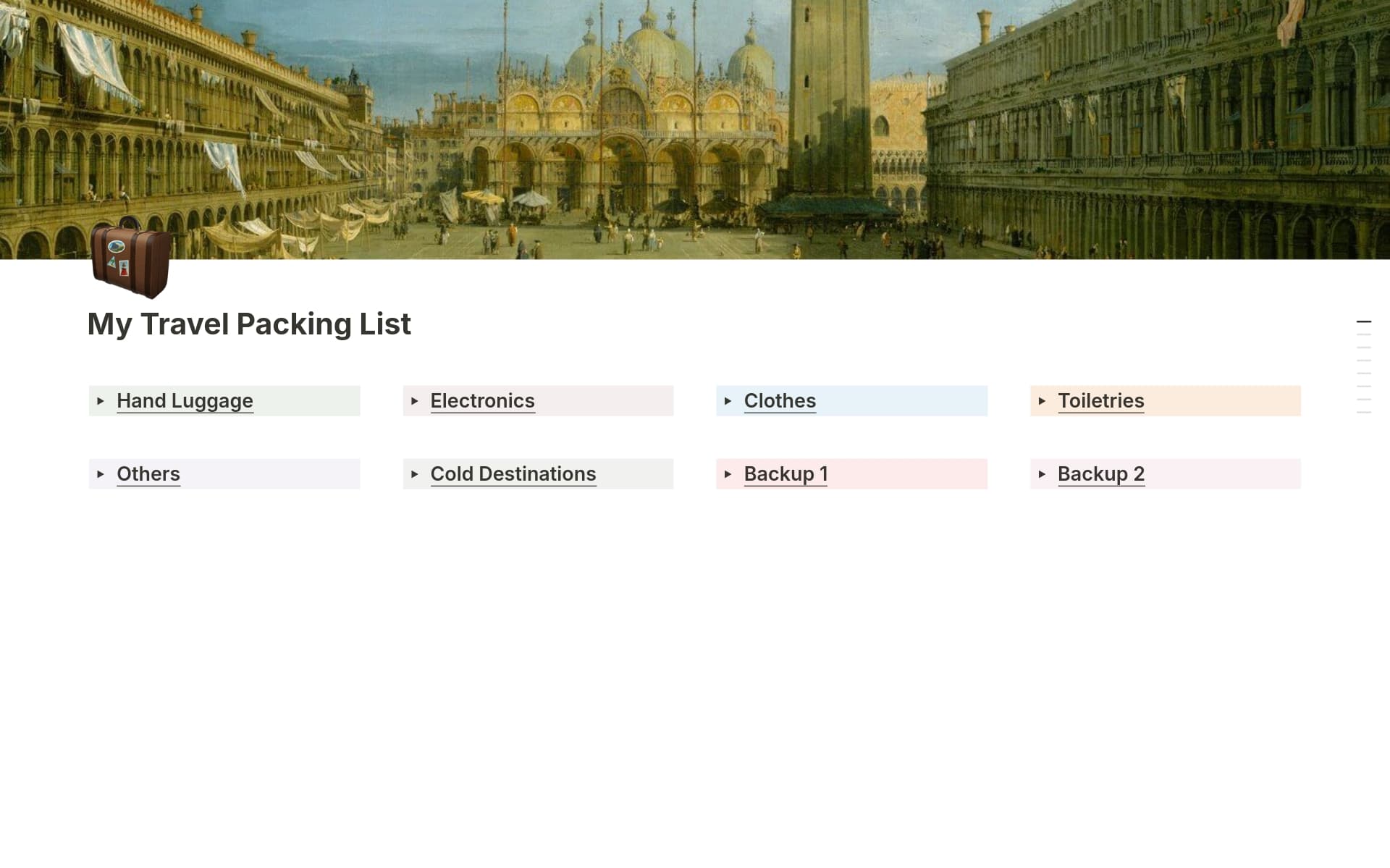 A template preview for My Travel Packing List