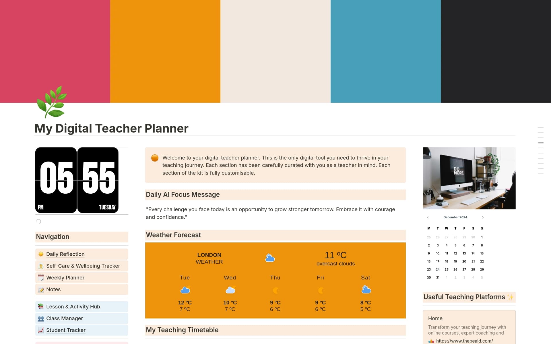 A template preview for My Digital Teacher Planner