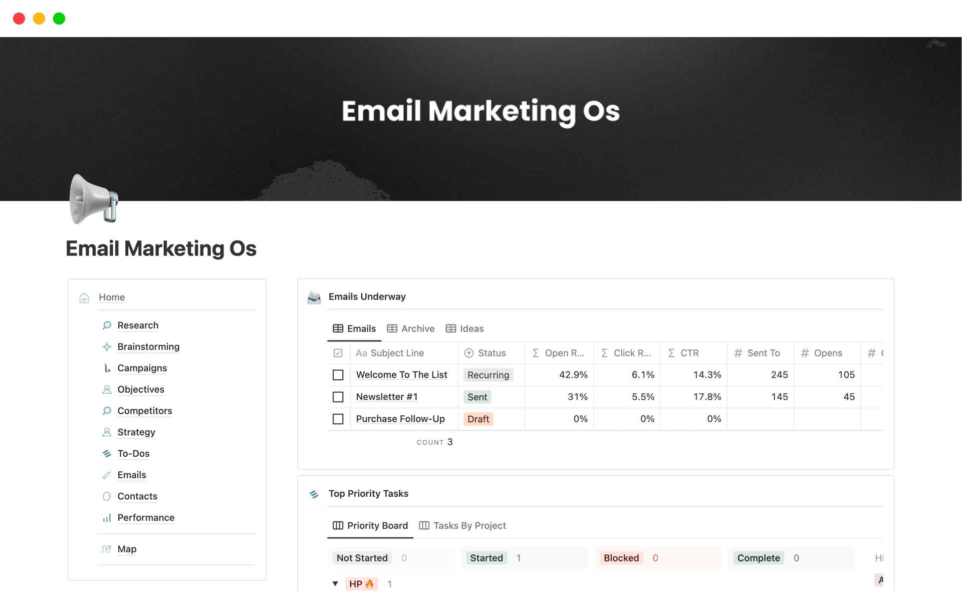Eine Vorlagenvorschau für Email Marketing Os