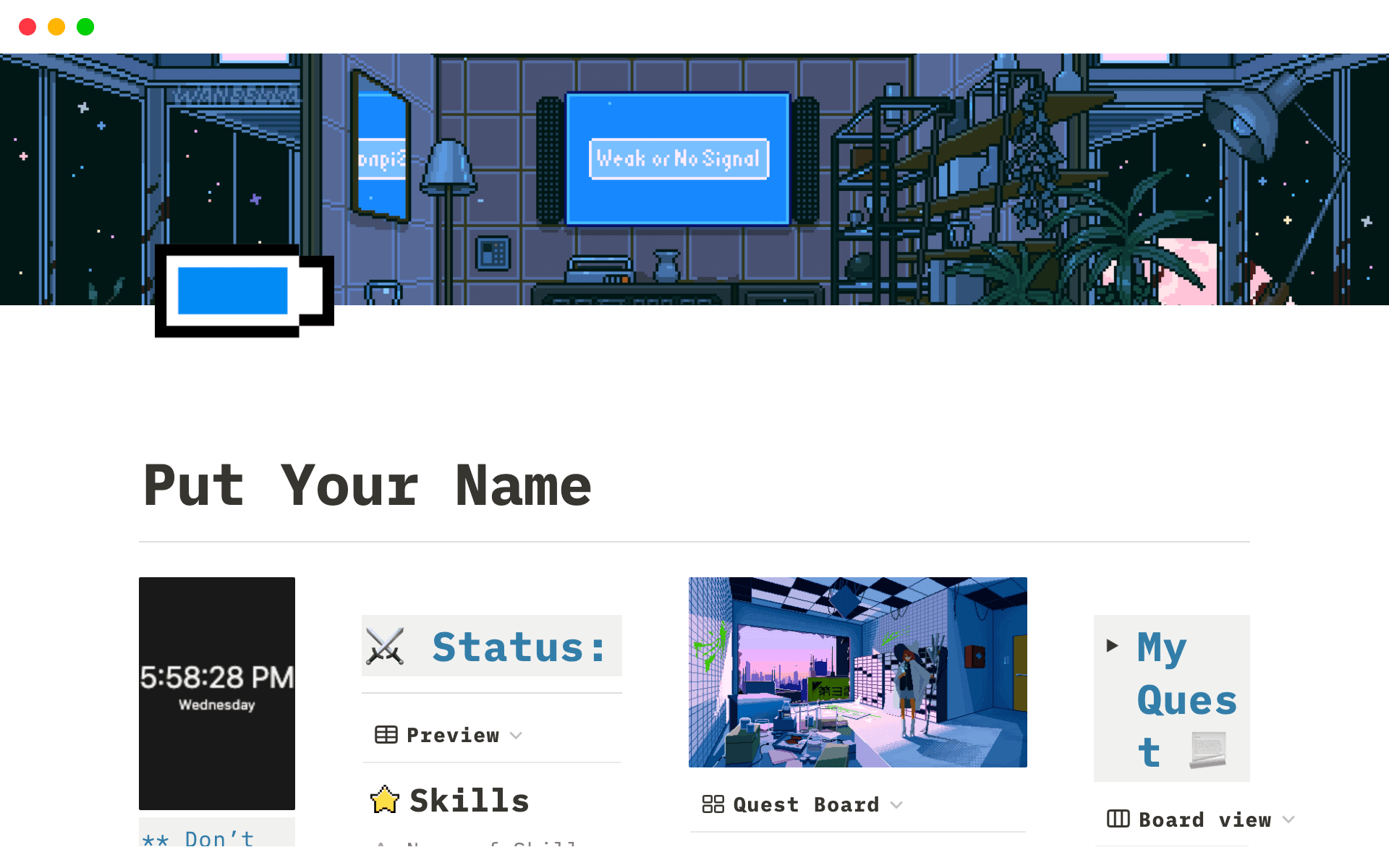 A template preview for Dark Blue | RPG Role Play | Dark Mode | Notion Template