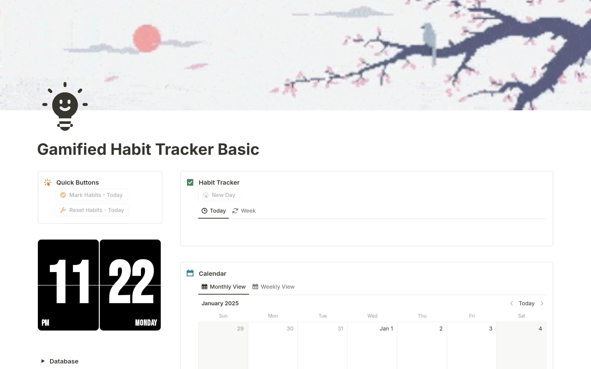 A template preview for Gamified Habit Tracker (Basic)