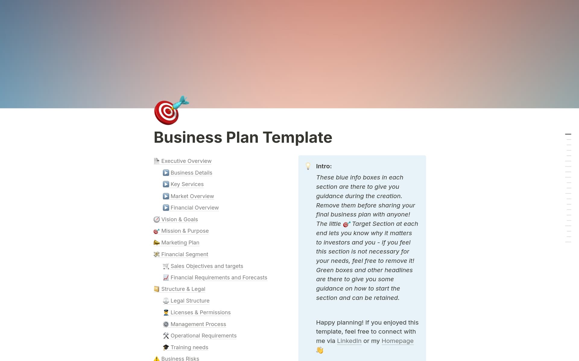 A template preview for Business Plan
