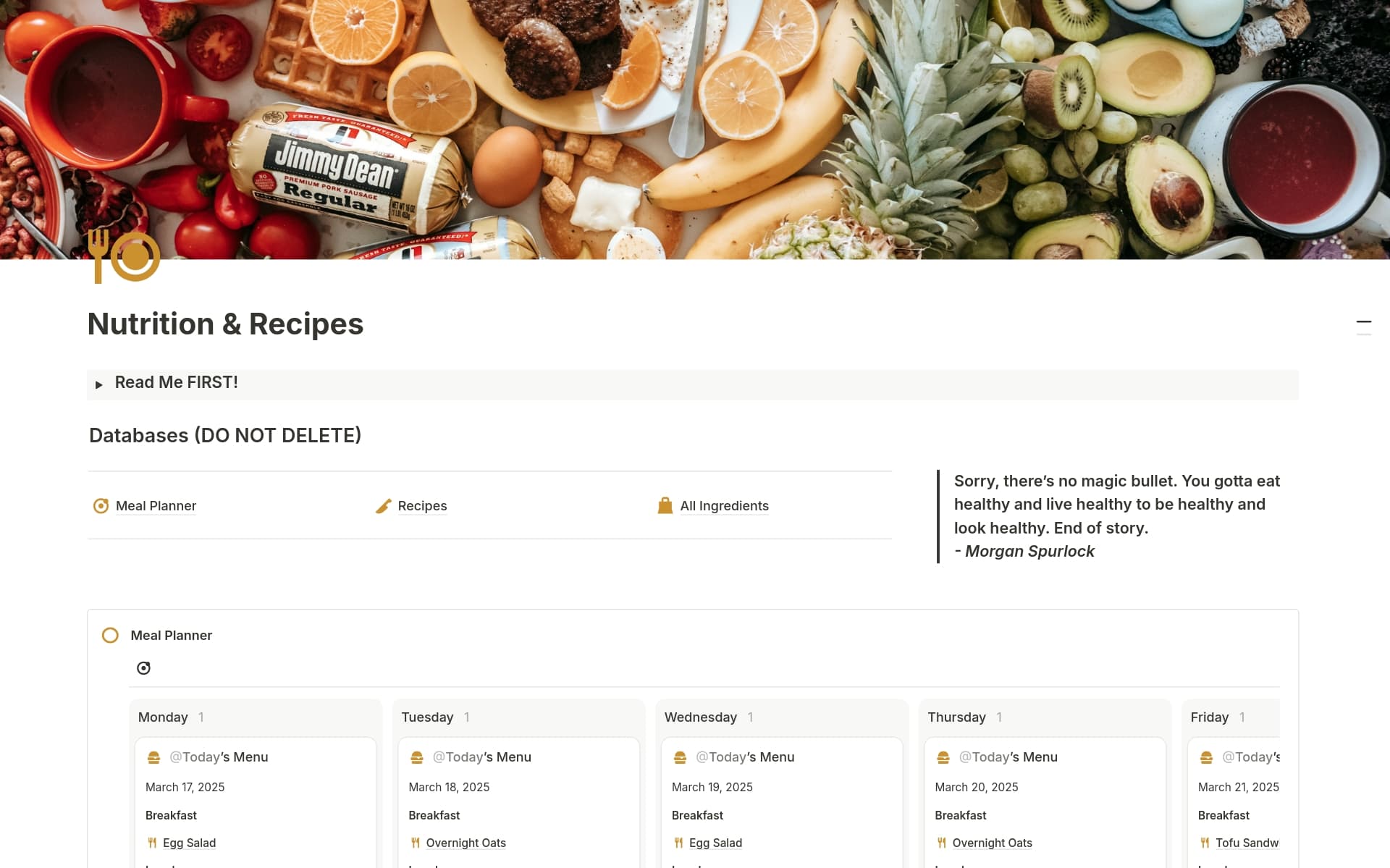 A template preview for Weekly Meal Planner | Grocery List & Recipe Book