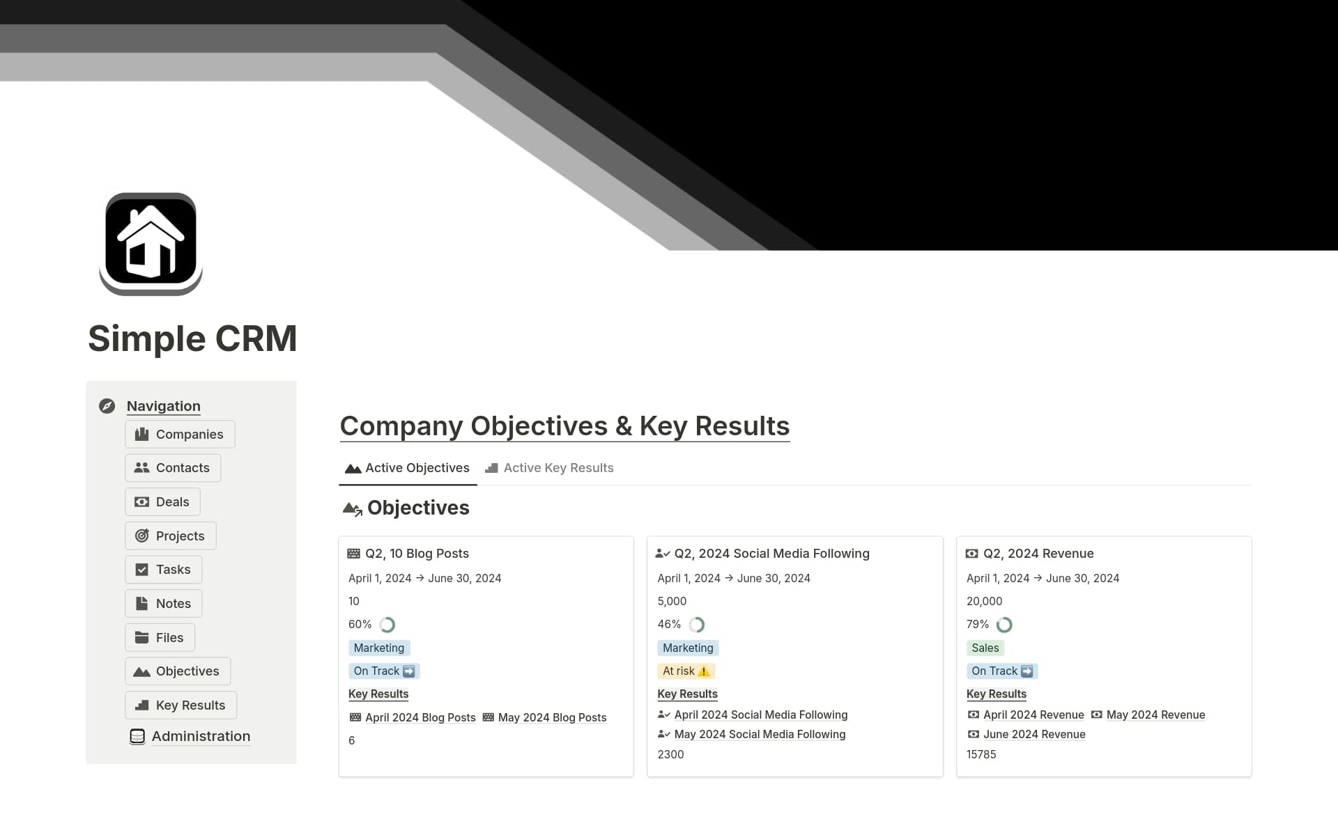 This Notion CRM provides a simple layout so that you can focus on what truly matters: growing your business. With an easy to understand design, you'll never have to leave the main CRM view with everything being accessible via side peek.
