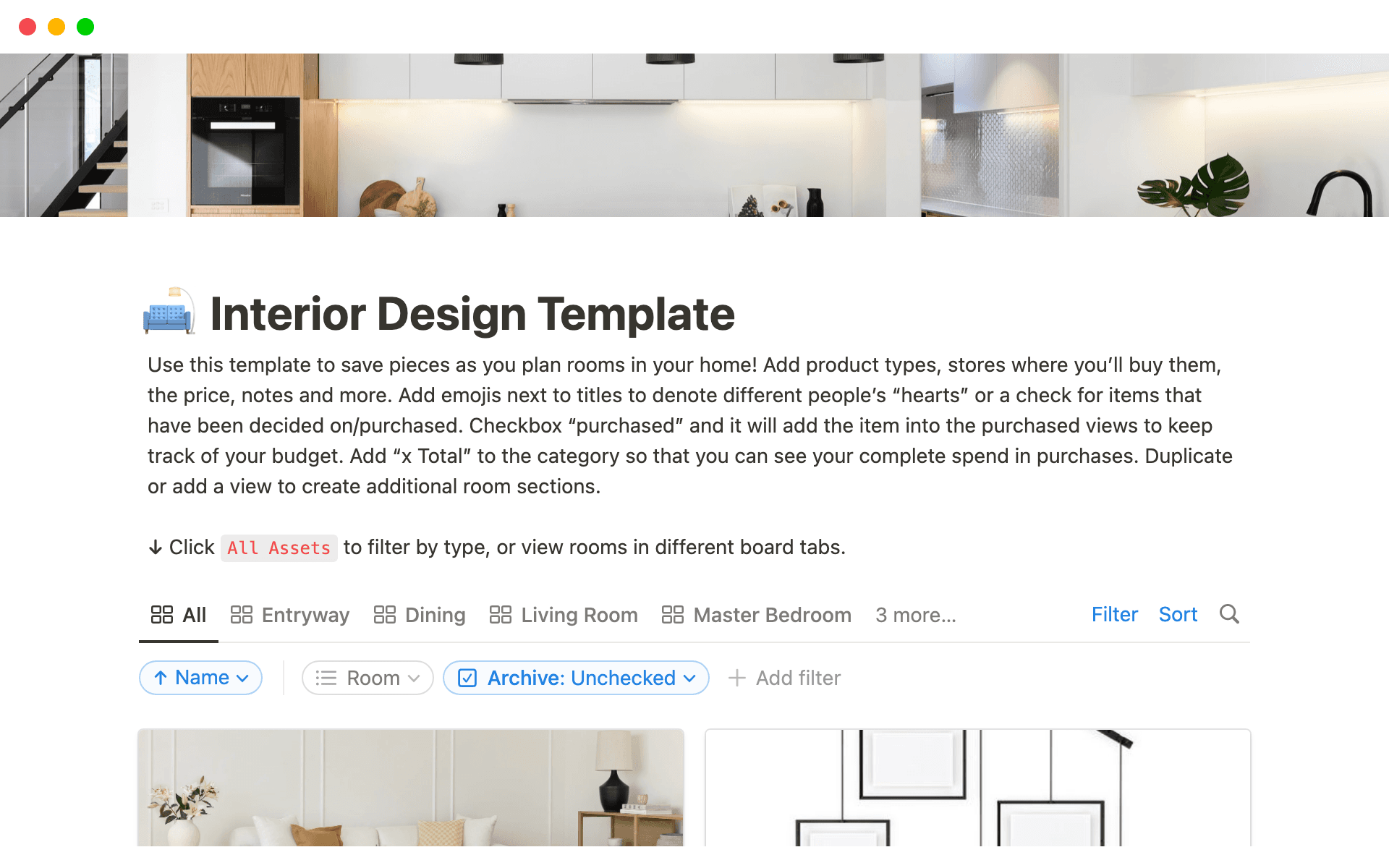 Plan and budget the interior design of your home.