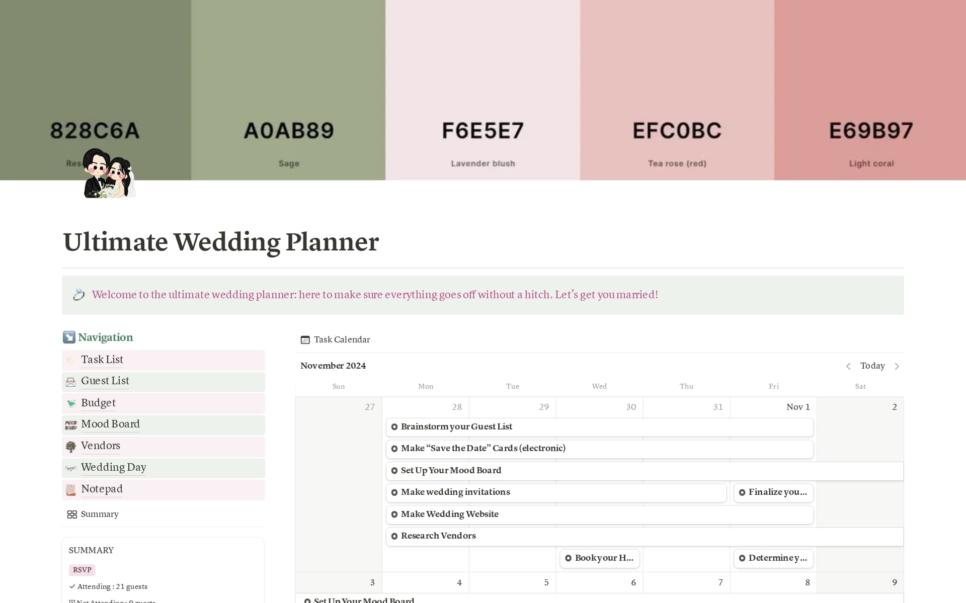 A template preview for Ultimate Wedding Planner