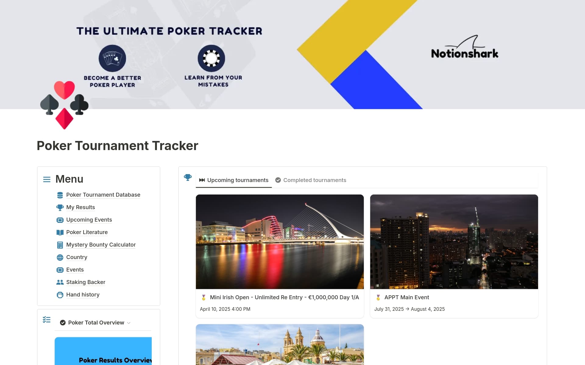 A template preview for The Ultimate Poker Tracker