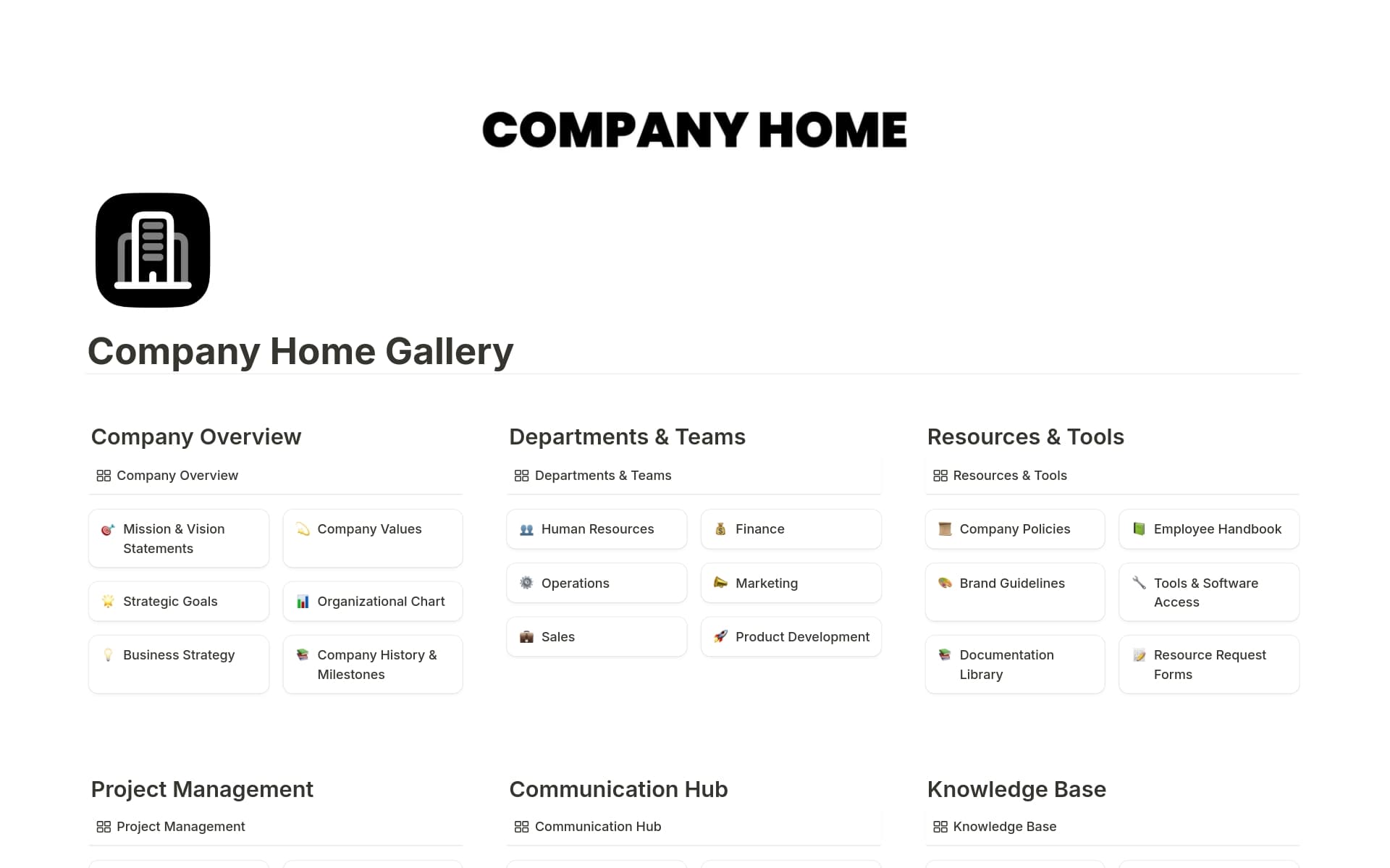 A template preview for Company Home Gallery