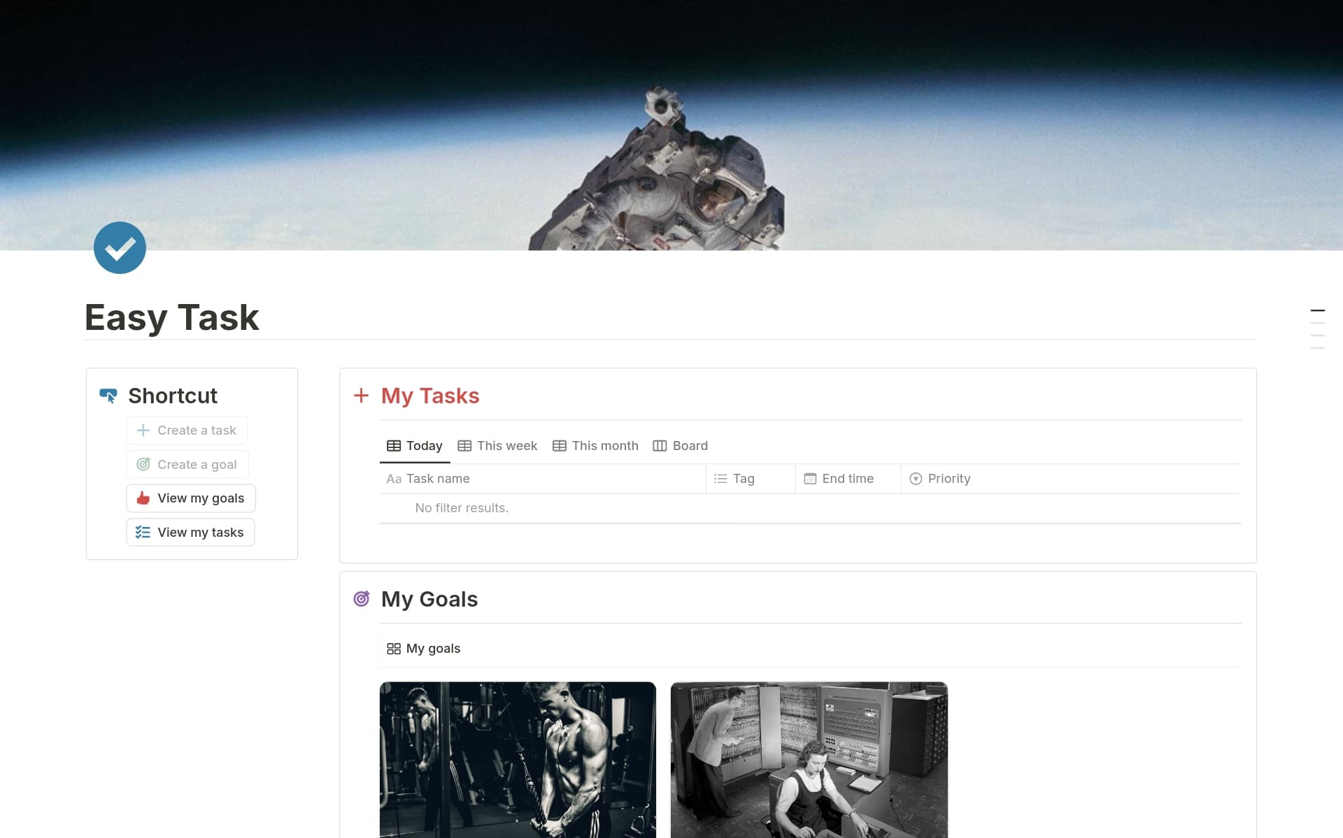 Easy goal and task Template | Notion Marketplace