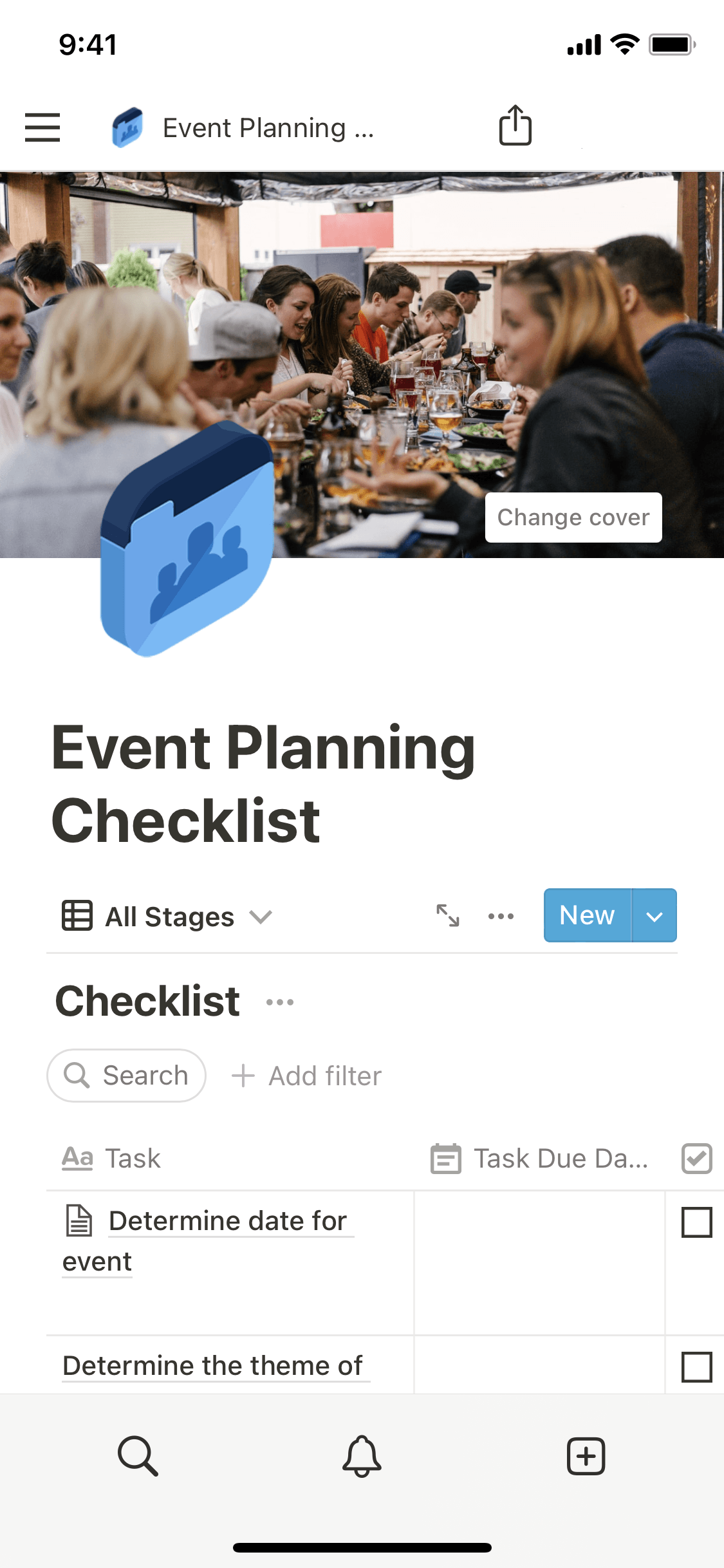 A screenshot of Notion's mobile app
