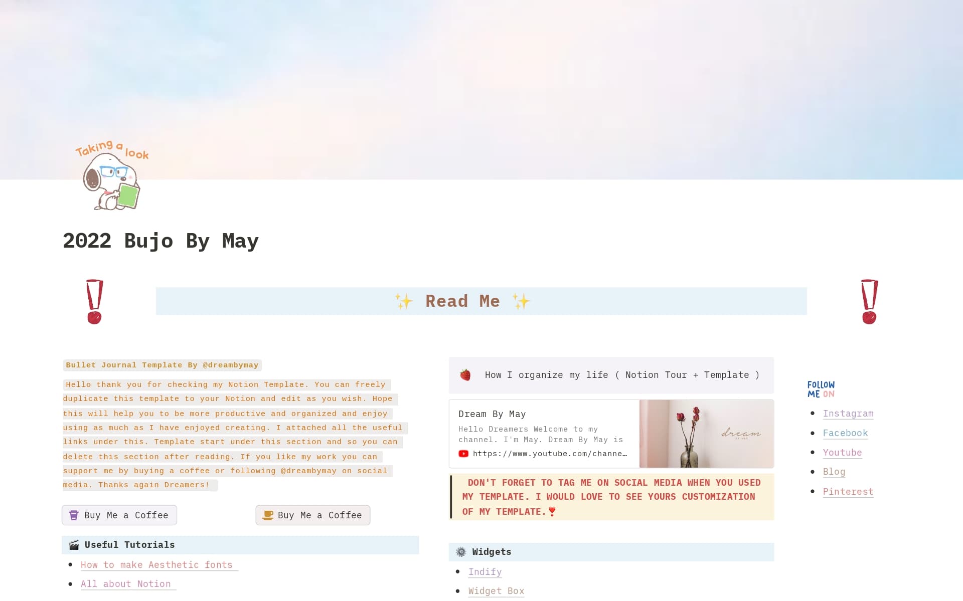 A template preview for Bullet Journal