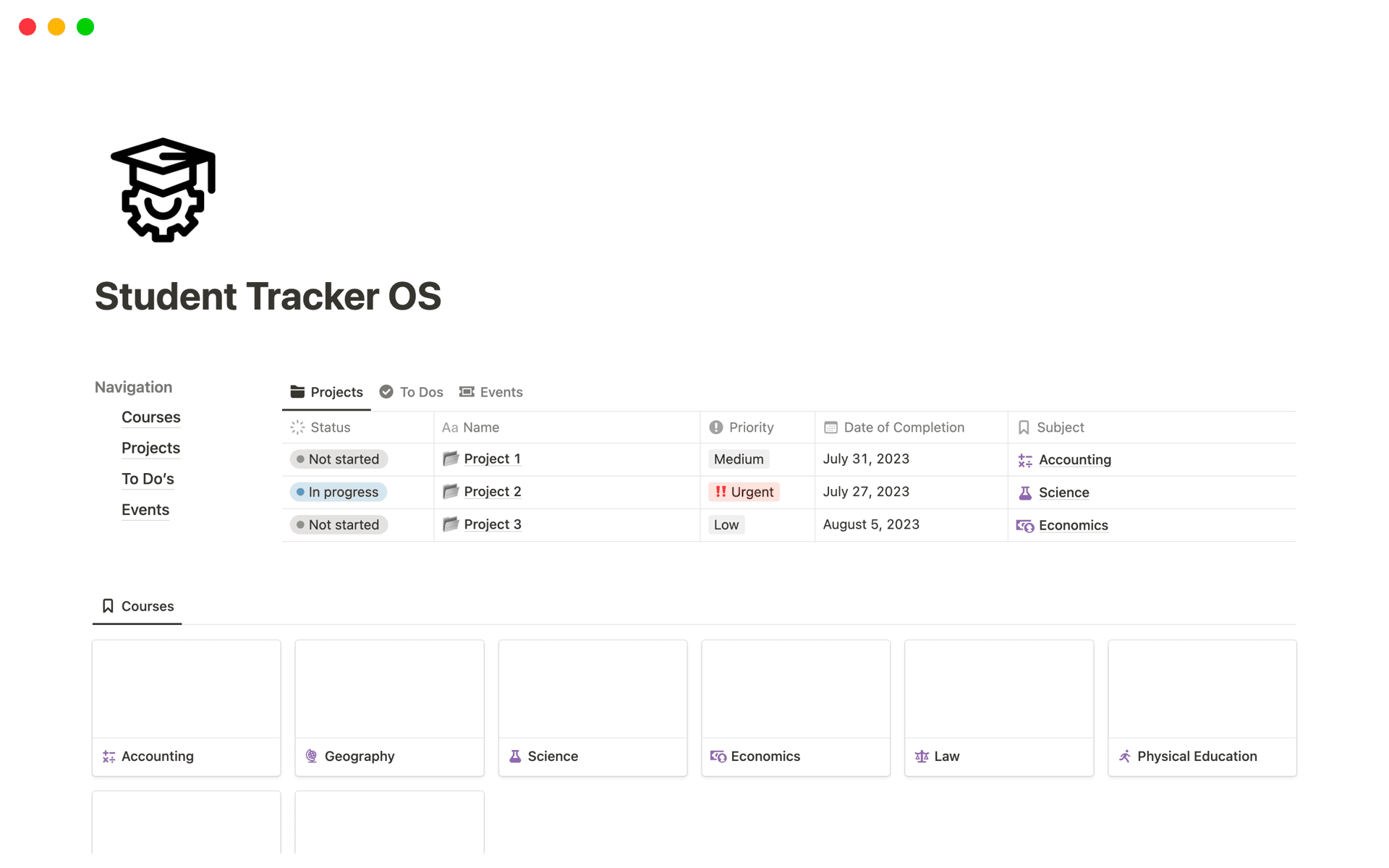 Student Tracker OS Template Notion Marketplace