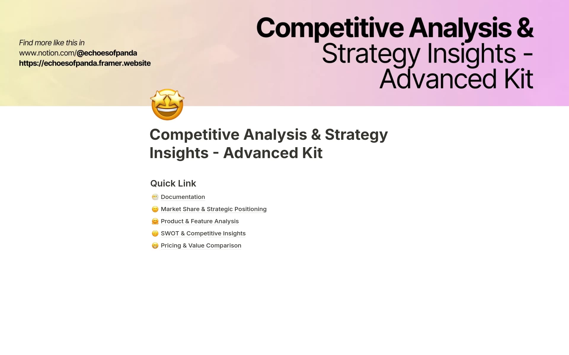A template preview for Competitive Analysis & Strategy Insights