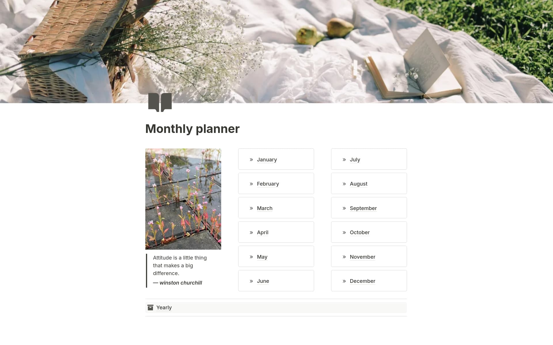 A template preview for Monthly planner