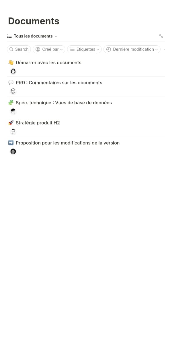 Une capture d’écran de l’application mobile de Notion