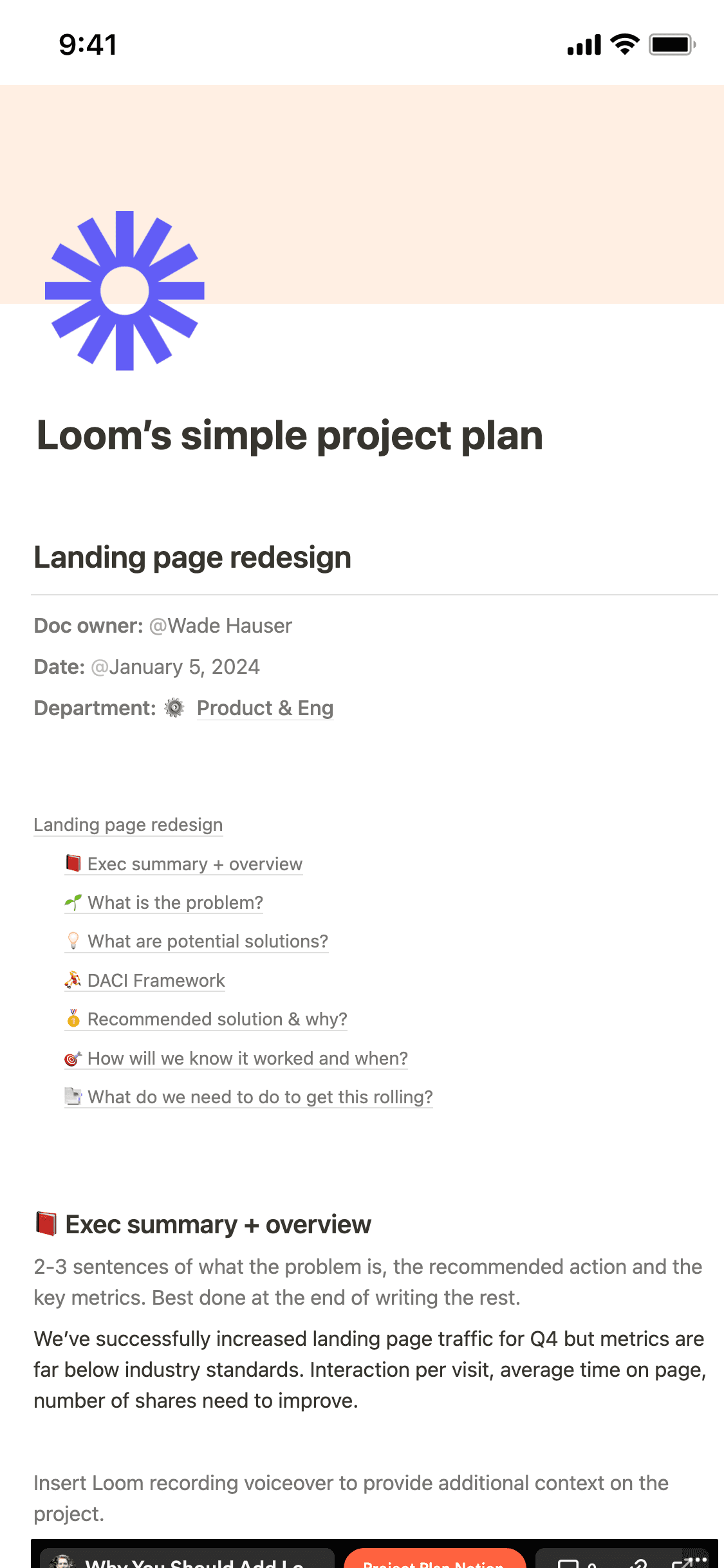 A screenshot of Notion's mobile app