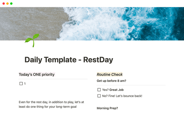 Rest day planner