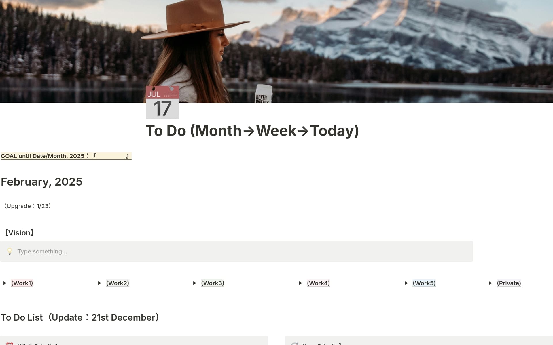 A template preview for To Do (Month→Week→Today)