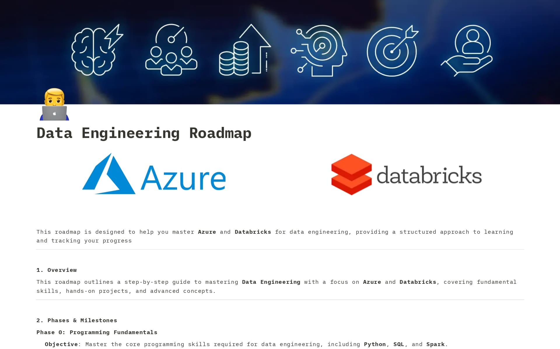 A template preview for Data Engineering Roadmap