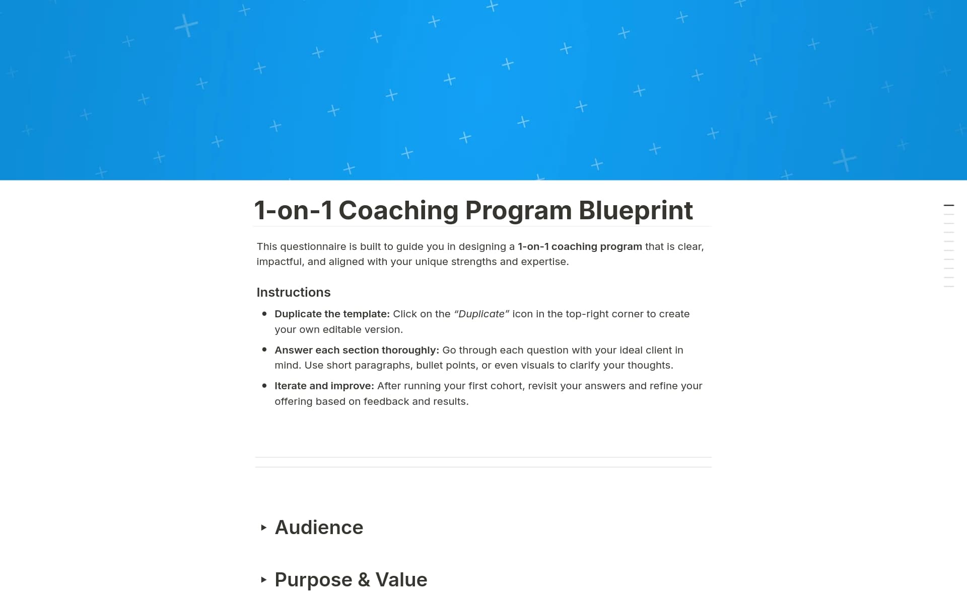 A template preview for 1-on-1 Coaching Program Blueprint
