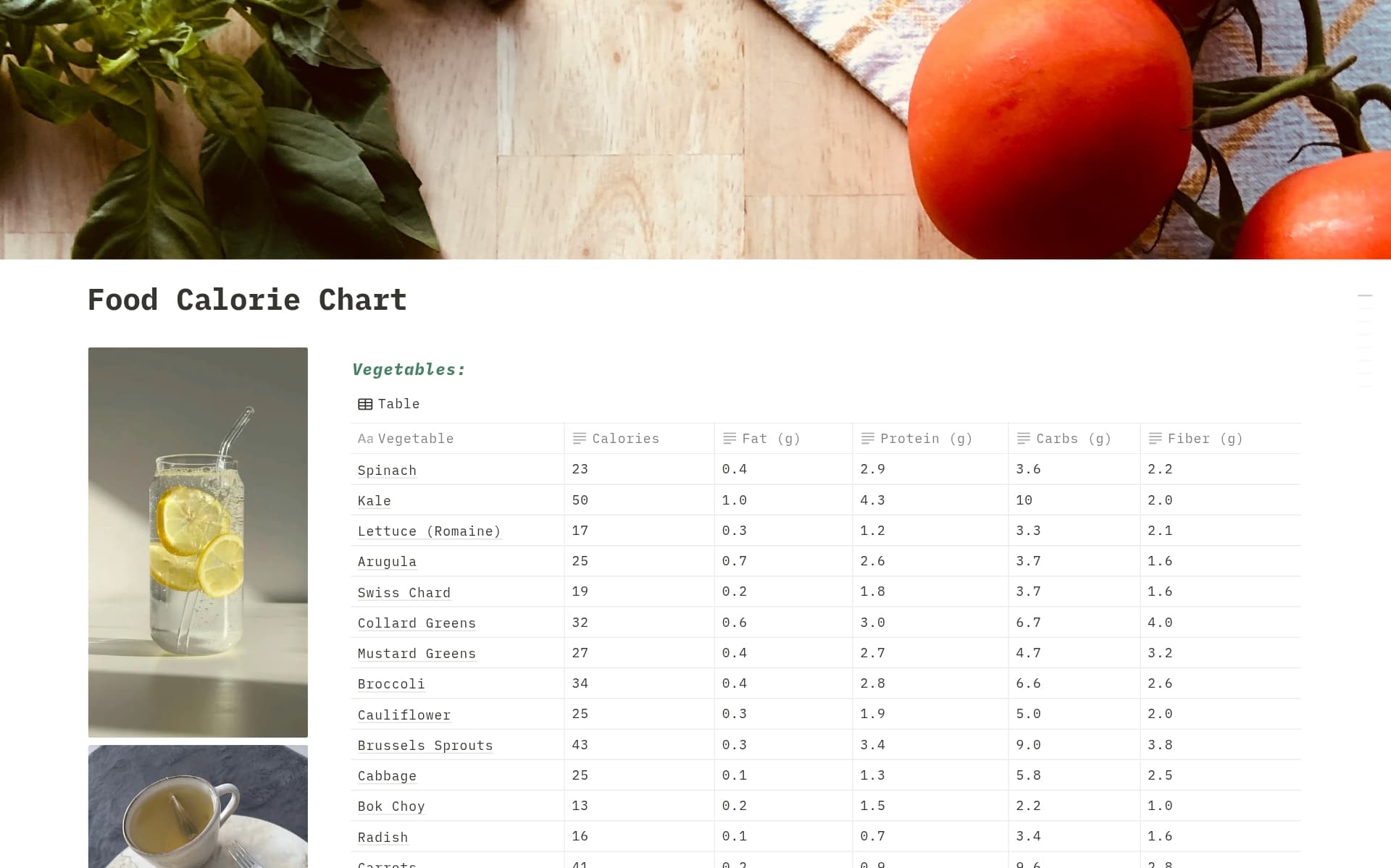 Stay in control of your diet with this comprehensive Food Calorie Chart!