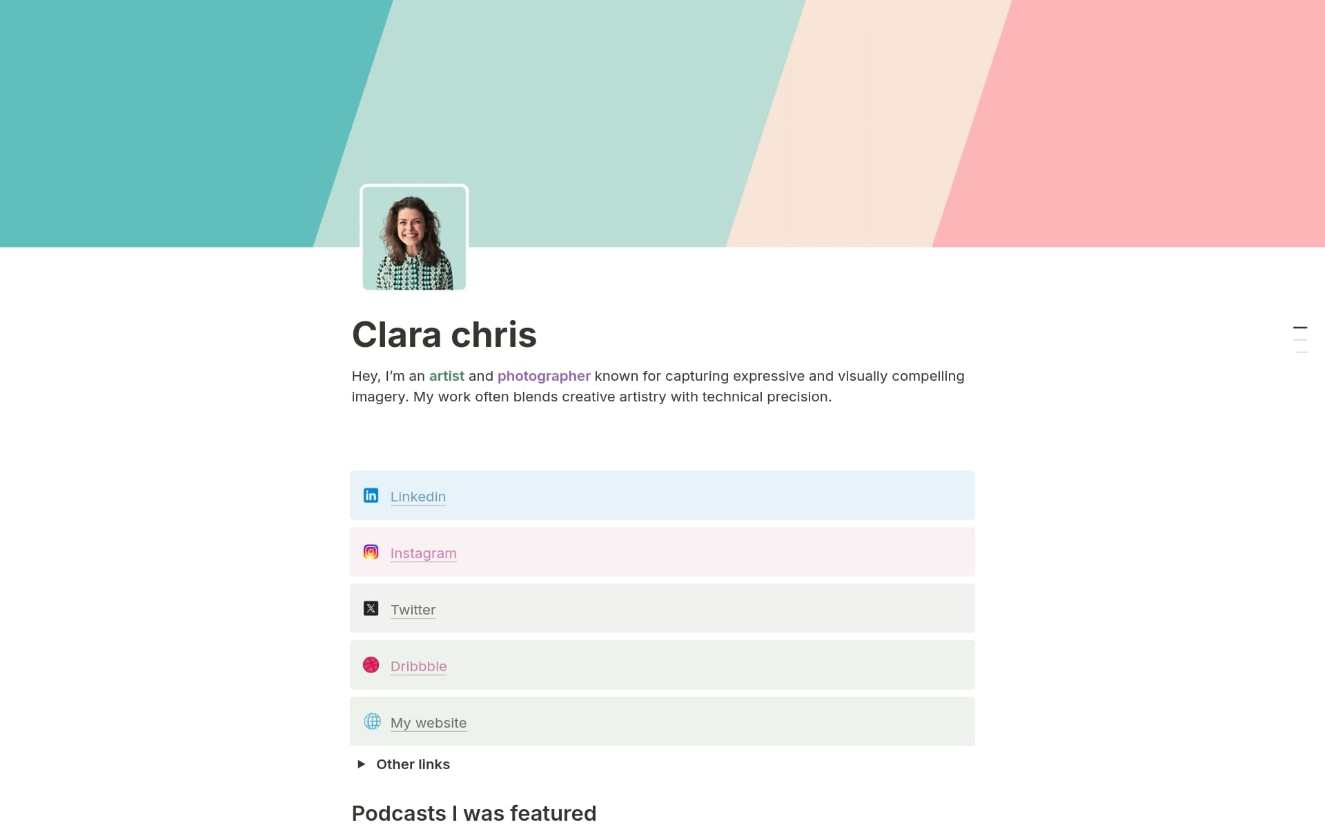 A template preview for Link in Bio Websie Template