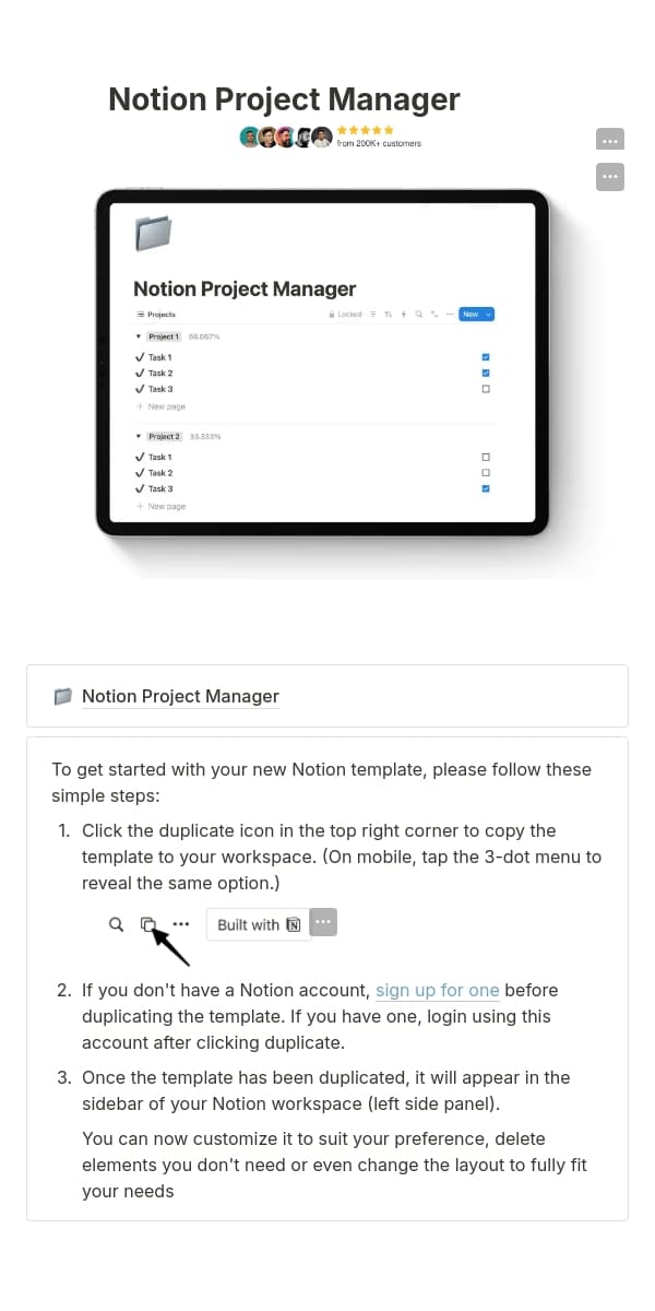A screenshot of Notion's mobile app