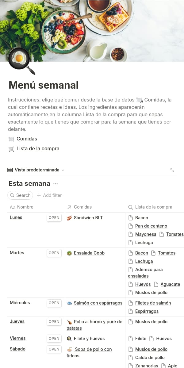 Una captura de pantalla de la aplicación móvil de Notion