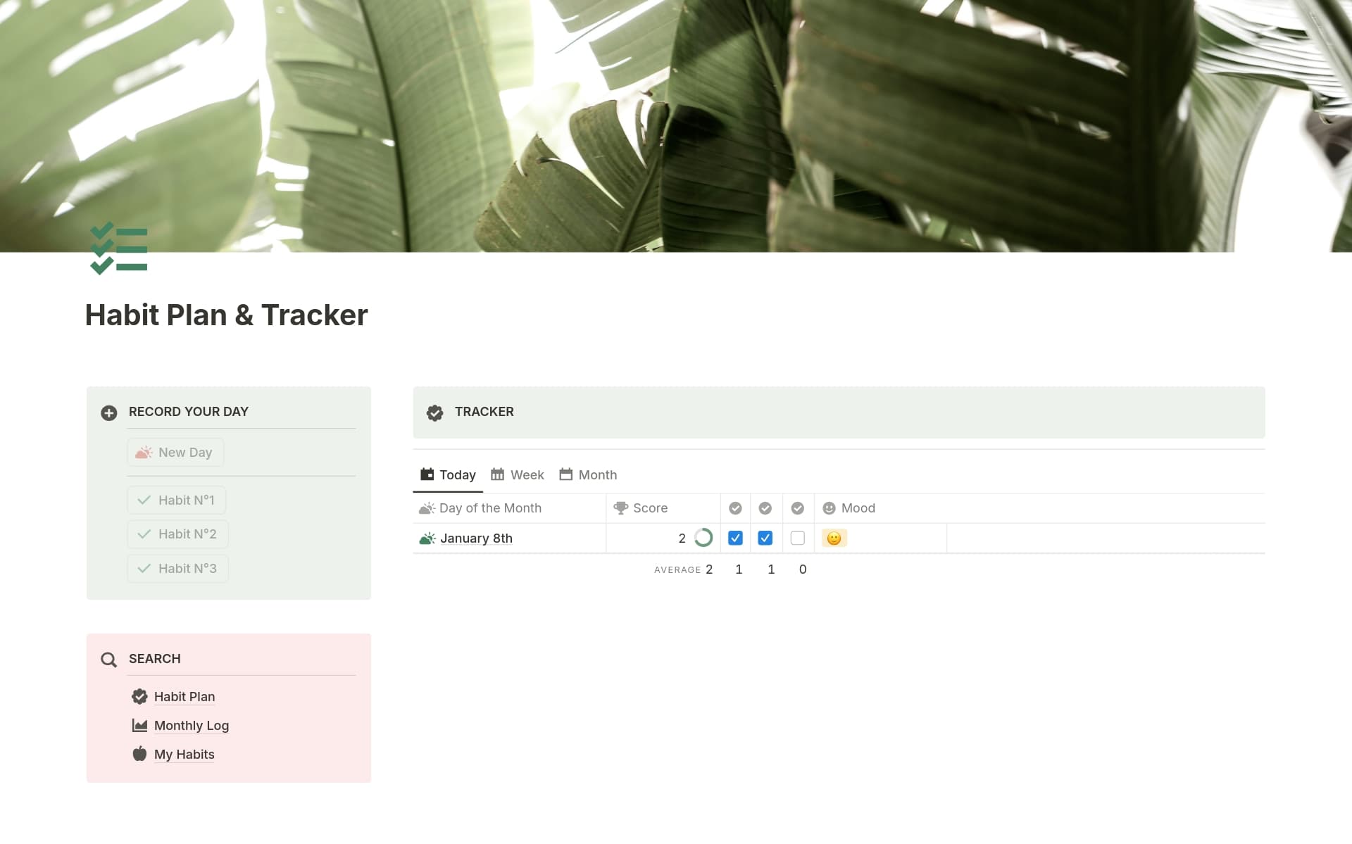 A template preview for Habit Plan & Tracker