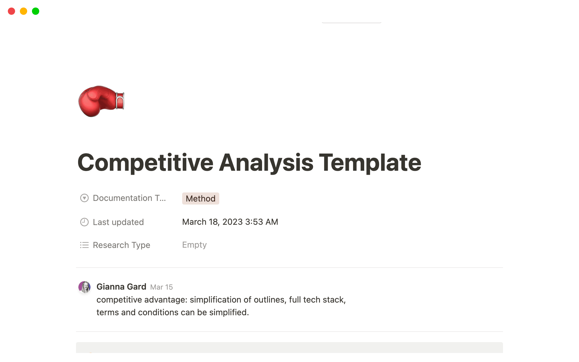A template for UX Researchers who want to investigate and analyse their competitors